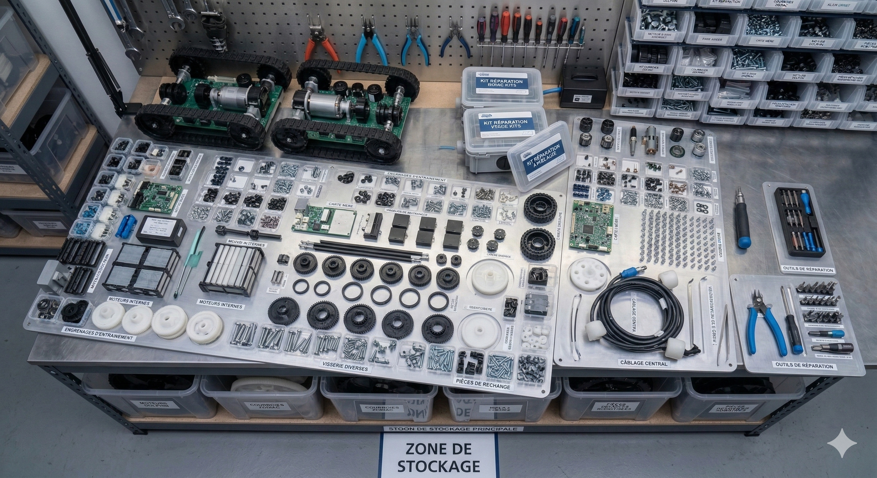 Zone de stockage pièces Atelier SAV